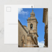 Carte Postale Tour de clochers à Mdina, Malte. (Devant / Derrière)