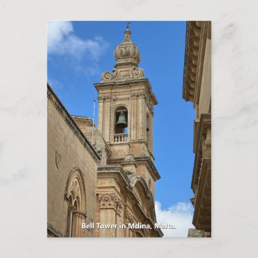 Carte Postale Tour de clochers à Mdina, Malte. (Devant)