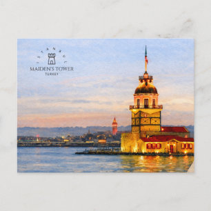 Carte Postale TOUR DE LA PUCELLE ISTANBUL, TURQUIE Aquarelle