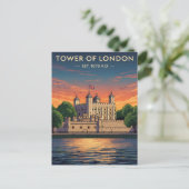 Carte Postale Tour de Londres au coucher du soleil (Debout devant)