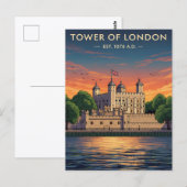 Carte Postale Tour de Londres au coucher du soleil (Devant / Derrière)