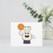 Carte Postale Tour de pièce d'échecs au sport de basketball (Debout devant)