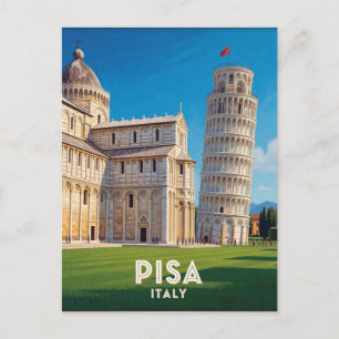 Carte Postale Tour de Pise en Italie, scène de voyage 🏛️