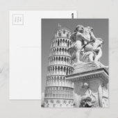 Carte Postale Tour de Pise en noir et blanc Italie (Devant / Derrière)