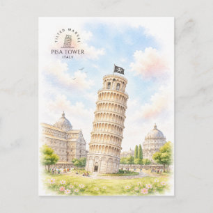 Carte Postale Tour de Pise, Italie Paysage architectural