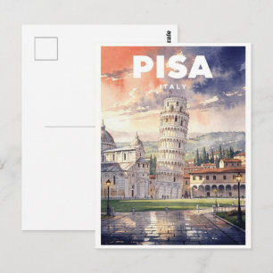 Carte Postale Tour de Pise Italie Voyage Rétro