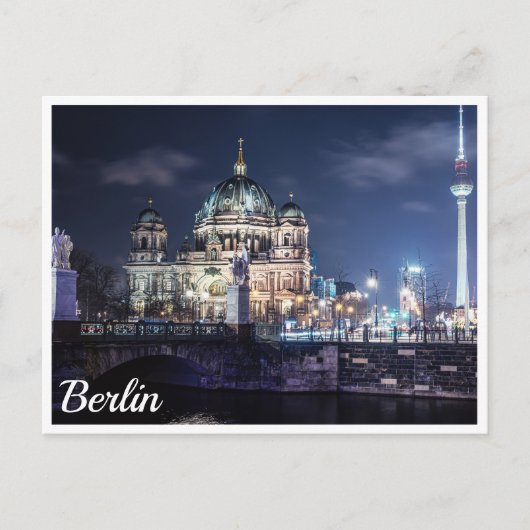 Carte Postale Tour de télévision et Cathédrale de Berlin à Berli (Devant)