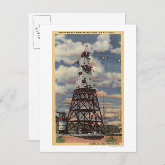 Carte Postale Tour de tête, Plante mixte, barrage Shasta (Devant / Derrière)