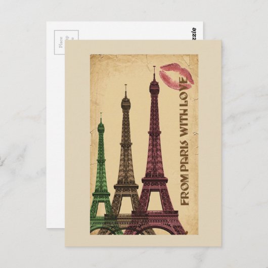 Carte Postale Tour Eiffel (Devant / Derrière)