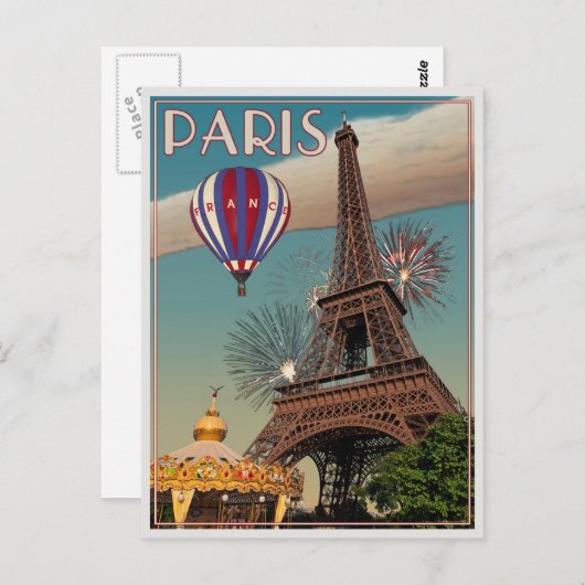 Carte Postale Tour Eiffel (Devant / Derrière)