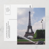 Carte Postale Tour Eiffel (Devant / Derrière)