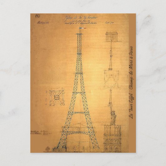 Carte Postale Tour Eiffel 1884 (Devant)