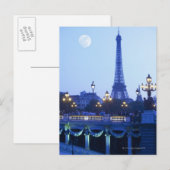 Carte Postale Tour Eiffel à la tombée de la lune (Devant / Derrière)