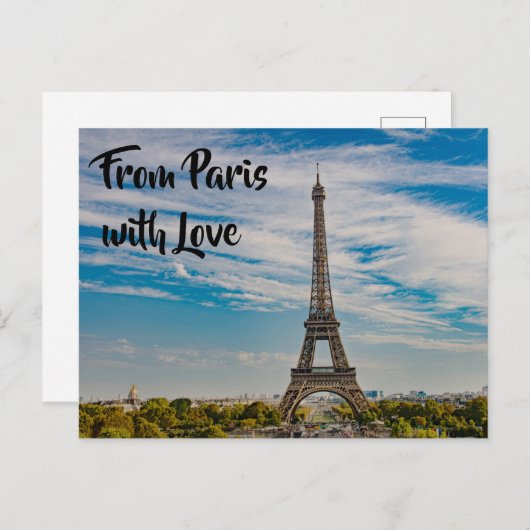 Carte Postale Tour Eiffel à Paris (Devant / Derrière)