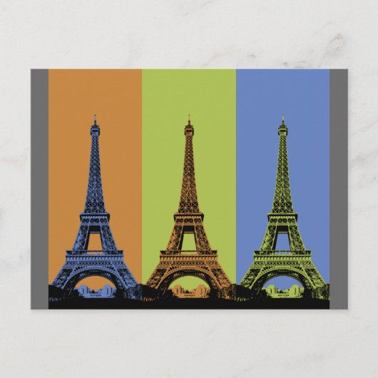 Carte Postale Tour Eiffel à Paris Triptyque (Devant)