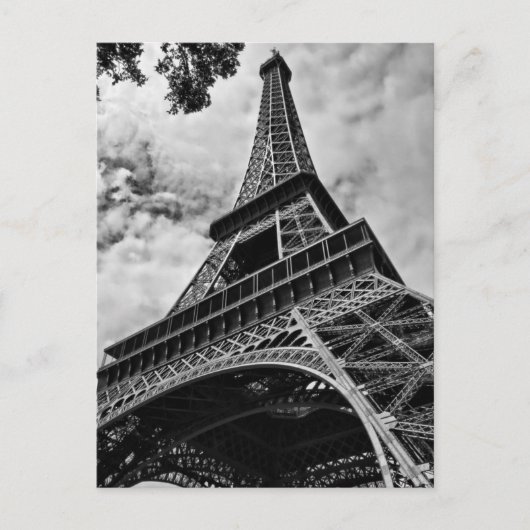 Carte Postale Tour Eiffel Amour Paris Europe Noir et Blanc Gros (Devant)