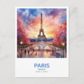 Carte Postale Tour Eiffel au coucher du soleil Économisez la dat (Devant)
