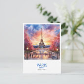 Carte Postale Tour Eiffel au coucher du soleil - Paris, France (Debout devant)