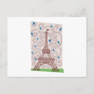 Carte Postale Tour Eiffel avec perles et étoiles