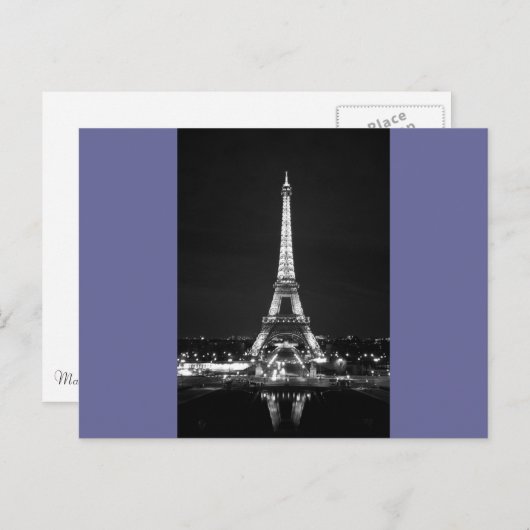 Carte Postale Tour Eiffel de nuit - B/W (Devant / Derrière)