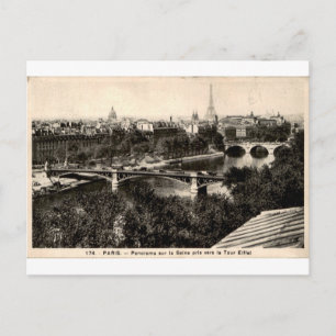 Carte Postale Tour Eiffel de Paris Panorama Vintage