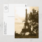 Carte Postale Tour Eiffel de sépia (Devant / Derrière)