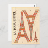 Carte Postale Tour Eiffel découpée vintage Paris (Devant / Derrière)