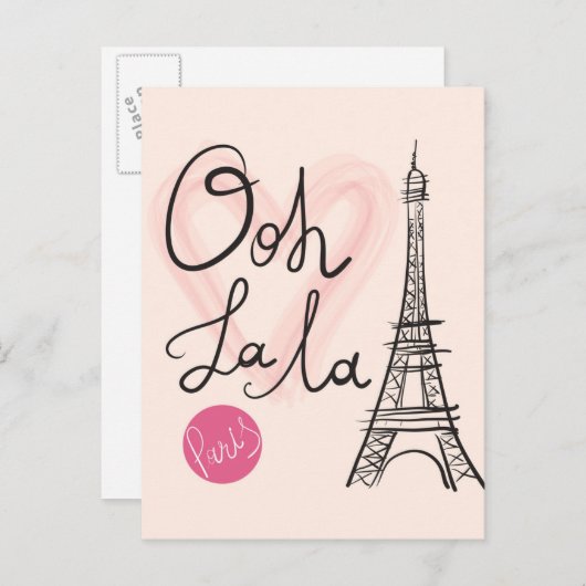 Carte Postale Tour Eiffel Dessinée À La Main (Devant / Derrière)