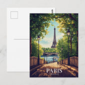 Carte Postale Tour Eiffel du parc d'été de Paris (Devant / Derrière)