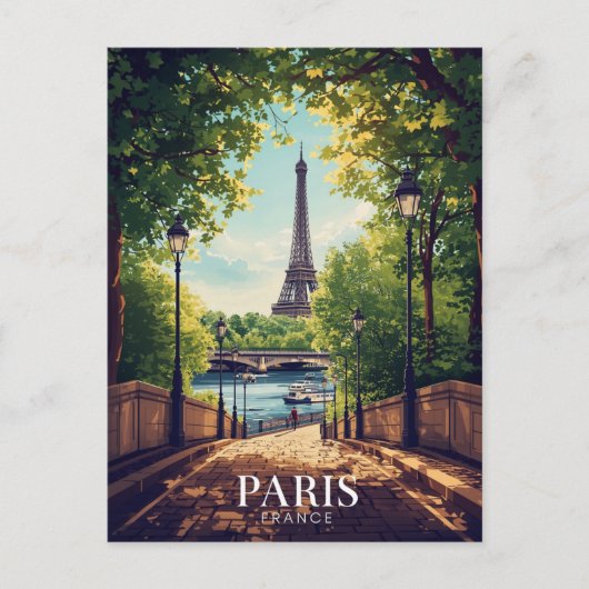 Carte Postale Tour Eiffel du parc d'été de Paris (Devant)
