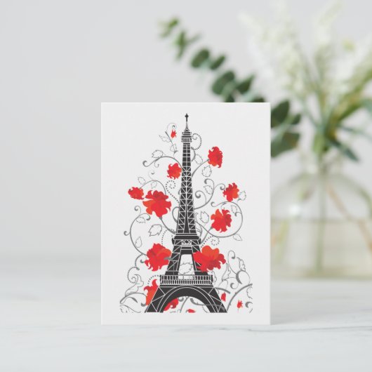 Carte Postale Tour Eiffel élégante silhouette élégante (Debout devant)