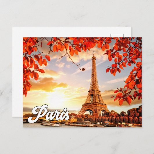 Carte Postale Tour Eiffel En Automne | Paris, France (Devant / Derrière)