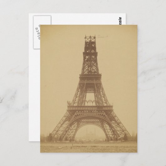 Carte Postale Tour Eiffel en construction 1888 (Devant / Derrière)