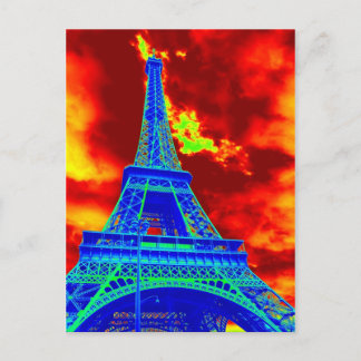 Carte Postale tour eiffel en feu