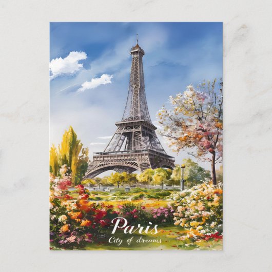 Carte Postale Tour Eiffel en fleurs au printemps Paris (Devant)
