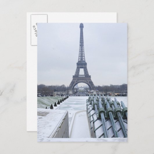 Carte Postale Tour Eiffel en hiver 3 (Devant / Derrière)