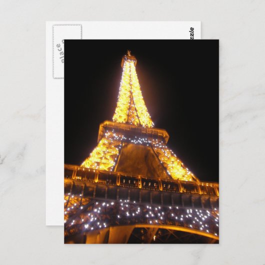 Carte Postale Tour Eiffel en soirée (Devant / Derrière)