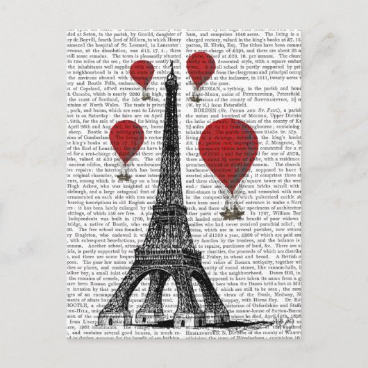 Carte Postale Tour Eiffel et Ballons rouges à air chaud (Devant)