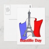 Carte Postale Tour Eiffel et Drapeau Français Tee - shirt du 11 (Devant / Derrière)