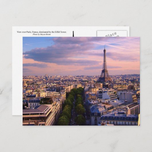 Carte Postale Tour Eiffel et nuages violets (Devant / Derrière)