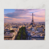 Carte Postale Tour Eiffel et nuages violets (Devant)