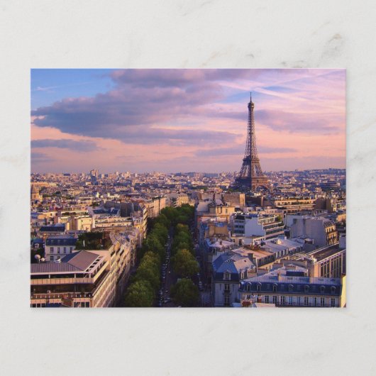 Carte Postale Tour Eiffel et nuages violets (Devant)