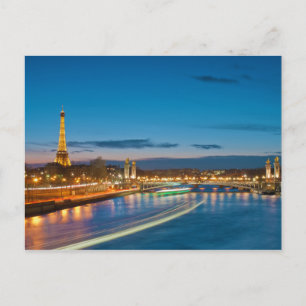 Carte Postale Tour Eiffel et Pont Alexandre III en nuit