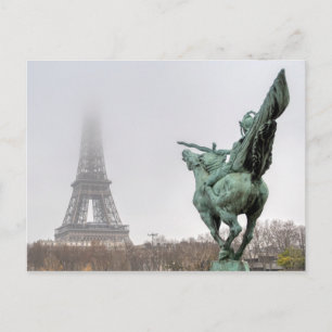 Carte Postale Tour Eiffel et pont Bir-hakeim par jour de brumes