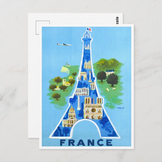 Carte Postale Tour Eiffel France voyage millésime (Devant / Derrière)