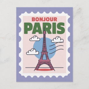 Carte Postale Tour Eiffel icône vintage de Paris Ville française