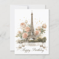 Tour Eiffel "Joyeux Anniversaire" avec nom personn