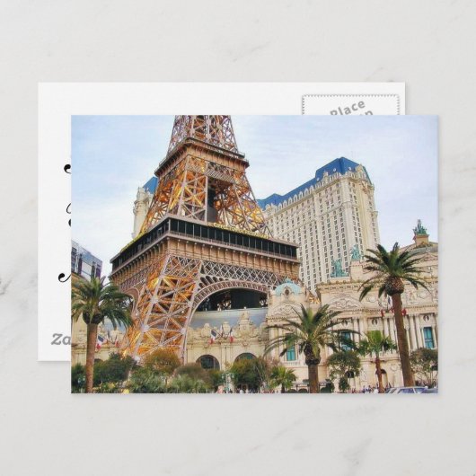 Carte Postale Tour Eiffel Las Vegas Paris (Devant / Derrière)