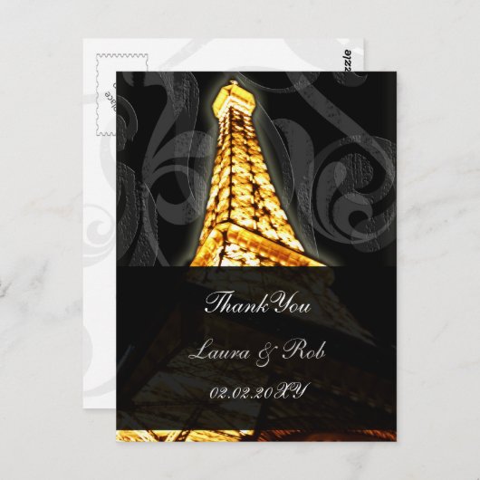 Carte Postale Tour Eiffel Merci Mariage français (Devant / Derrière)