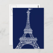 Carte Postale Tour Eiffel Modèle bleu et blanc (Devant / Derrière)